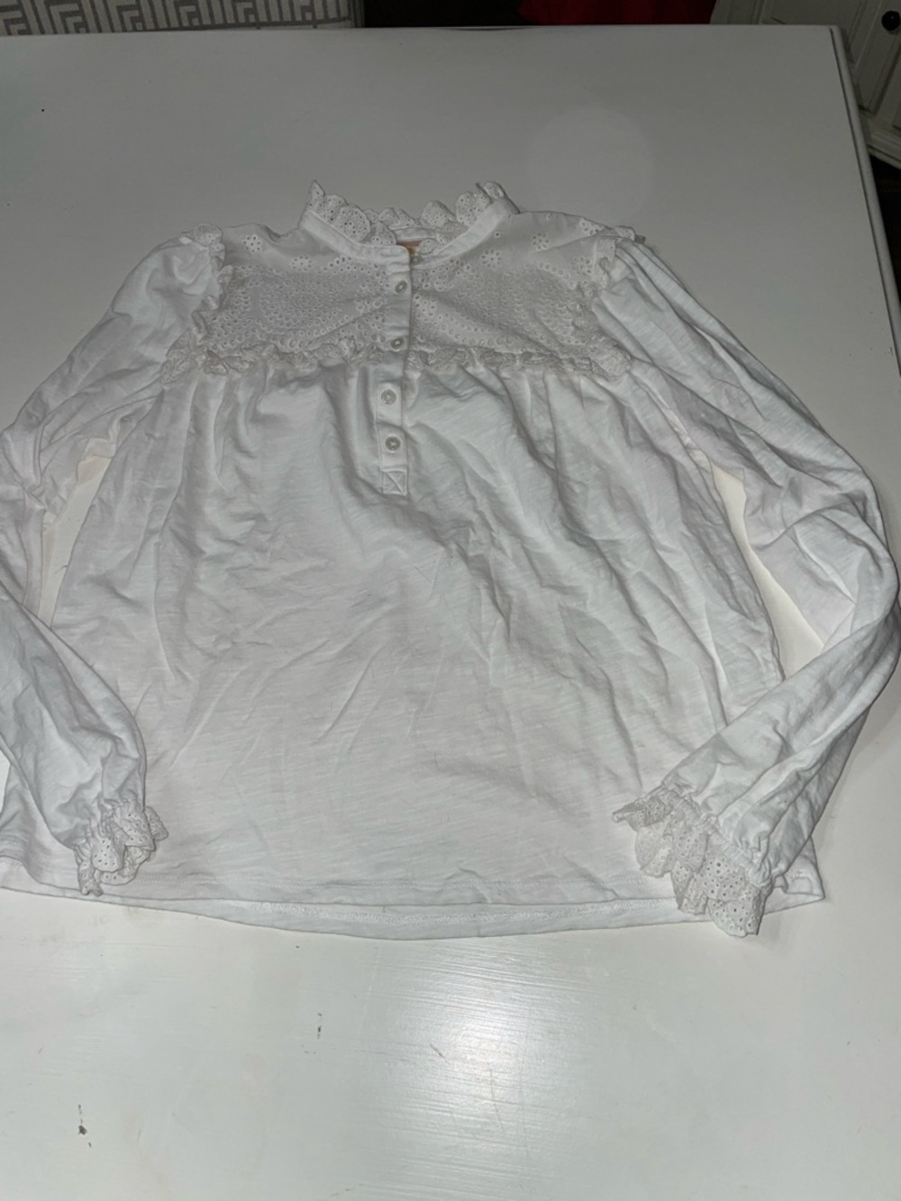Boden white lace pattern shirt size 8